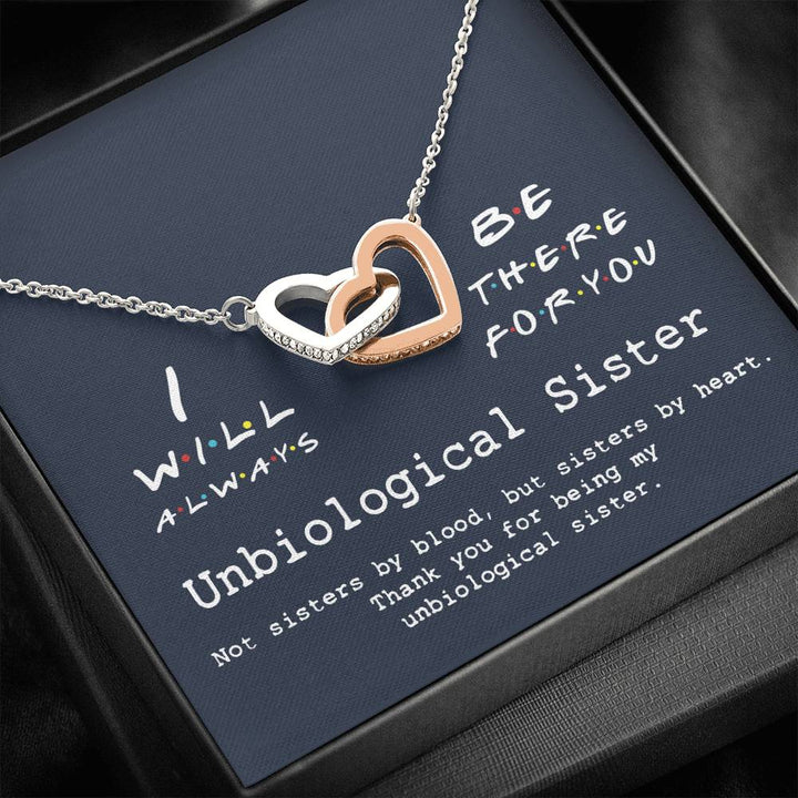 Unbiological Sister - Soul Sister - Sister In Law - Step Sister Gift - Best Friend Gift - Interlocking Heart Necklace - Thegiftio UK