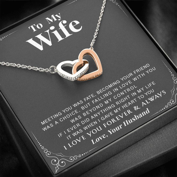 To My Wife - Gift For Valentine, Birthday, Anniversary - Interlocking Heart Necklace - Thegiftio UK