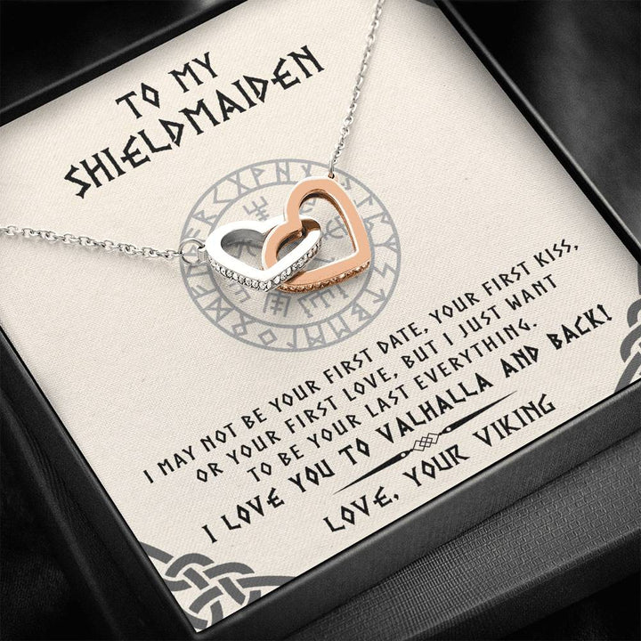 To My Shieldmaiden - Last Everything - Gift For Valentine, Birthday, Anniversary - Interlocking Heart Necklace - Thegiftio UK