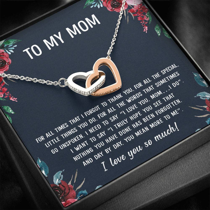To My Mom - You Mean More To Me - Interlocking Heart Necklace - Thegiftio UK