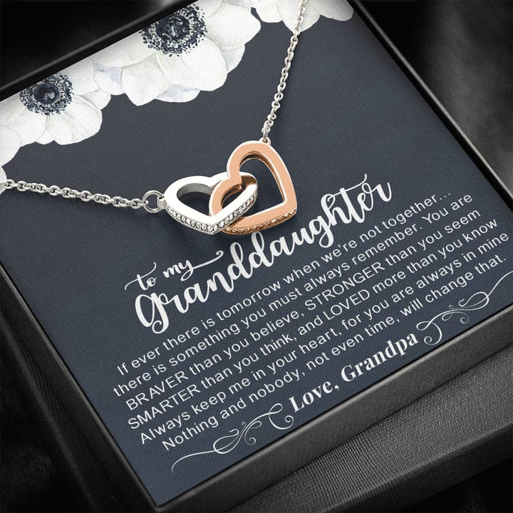 To My Granddaughter Always Keep Me In Your Heart Love Grandpa - Interlocking Heart Necklace - Thegiftio UK