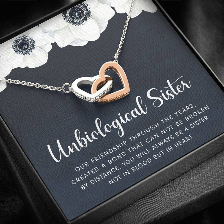 Unbiological Sister - Soul Sister - Sister In Law - Step Sister Gift - Best Friend Bff - Interlocking Heart Necklace - Thegiftio UK