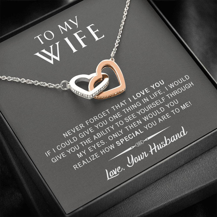 To My Wife - Never Forget That I Love You - Anniversary, Birthday, Mother's Day Gift - Interlocking Heart Necklace - Thegiftio UK