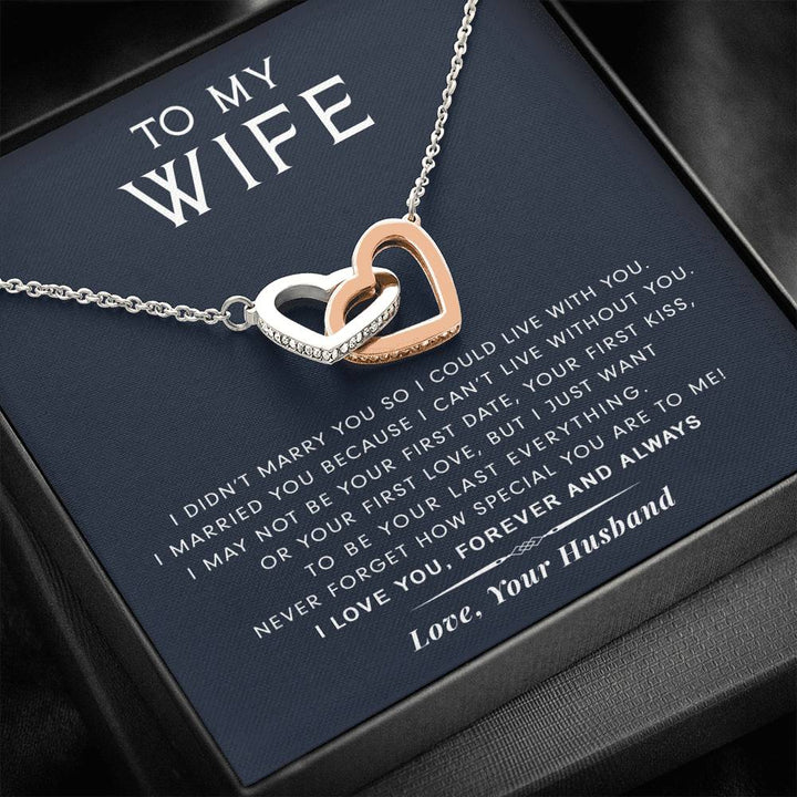 To My Wife - I Can’T Live Without You - How Special You Are To Me - Interlocking Heart Necklace - Thegiftio UK