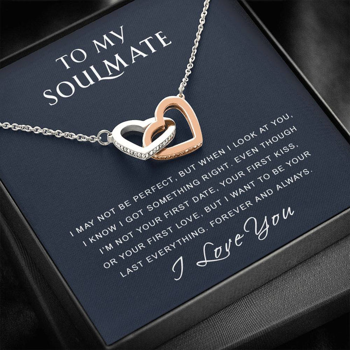 To My Soulmate - I Got Something Right - Mother's Day Gift For Wife Girlfriend Future Wife - Interlocking Heart Necklace - Thegiftio