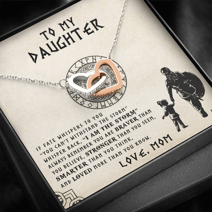 To My Daughter - The Storm - Shieldmaiden Mom To Daughter Gifts - Interlocking Heart Necklace - Thegiftio UK