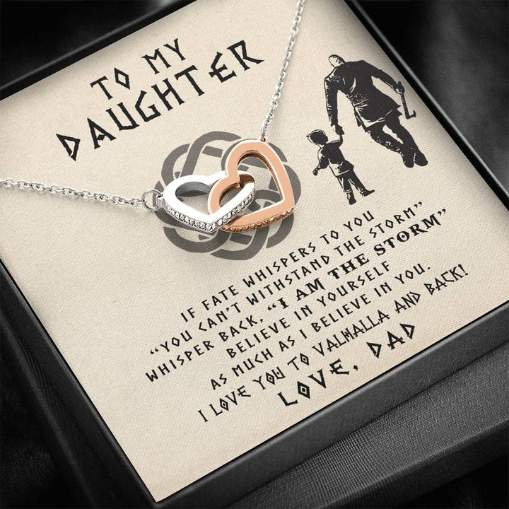 To My Daughter - The Storm - Viking Dad To Daughter Gift - Interlocking Heart Necklace - Thegiftio UK