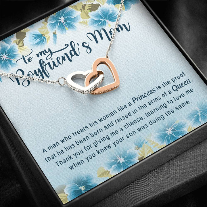 Boyfriends Mom Gift, Boyfriend's Mother Birthday Gift, Boyfriend's Mom Necklace - Interlocking Heart Necklace - Thegiftio UK