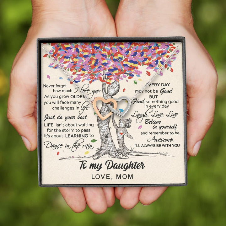 To My Daughter - Dance In The Rain - Gift For Daughter From Mom - Interlocking Heart Necklace - Thegiftio UK