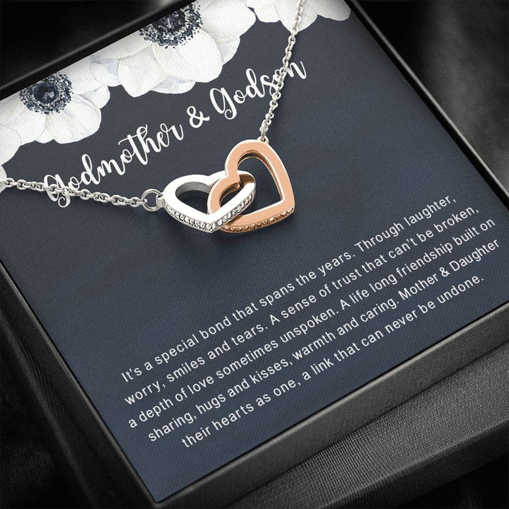 Godmother & Godson Necklace, Birthday Gift For Godmother From Godson - Interlocking Heart Necklace - Thegiftio UK