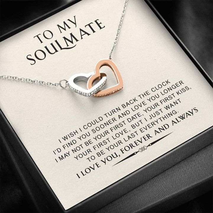 To My Soulmate - Valentine Gift For Wife Future Wife Girlfriend - Interlocking Heart Necklace - Thegiftio UK