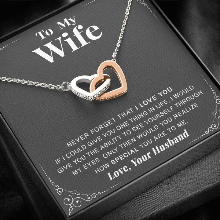 To My Wife - Never Forget That I Love You - Interlocking Heart Necklace - Thegiftio UK