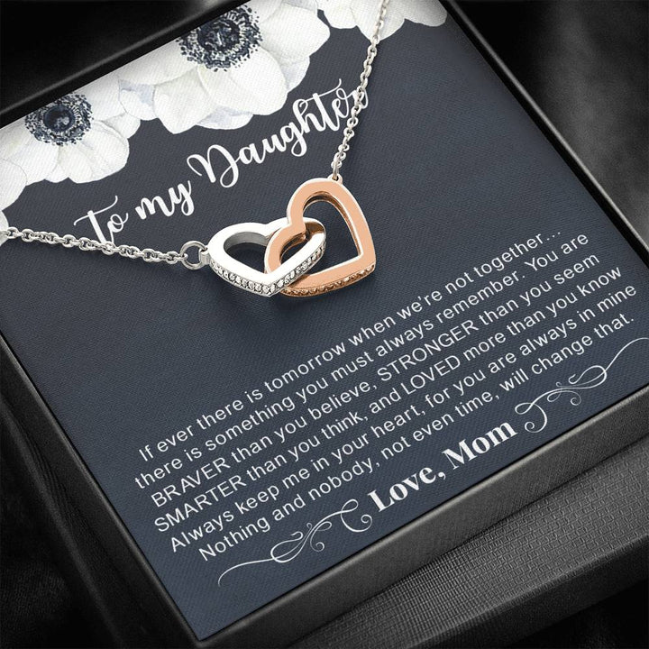 To My Daughter Always Keep Me In Your Heart Love Mom - Interlocking Heart Necklace - Thegiftio UK