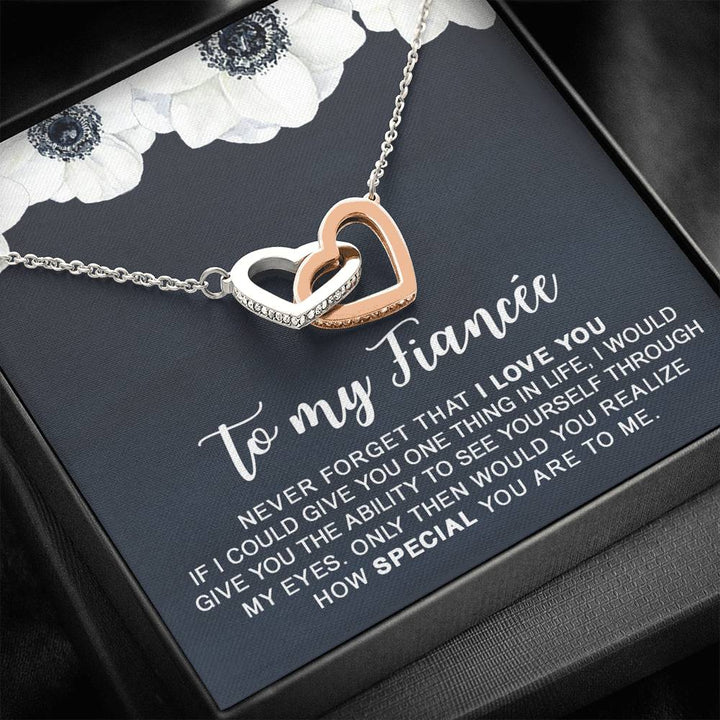 To My Fiancee - Gift For Valentine, Birthday, Anniversary - Interlocking Heart Necklace - Thegiftio UK
