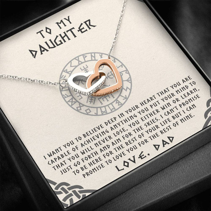 To My Daughter - You Will Never Lose - Love Dad - Interlocking Heart Necklace - Thegiftio UK