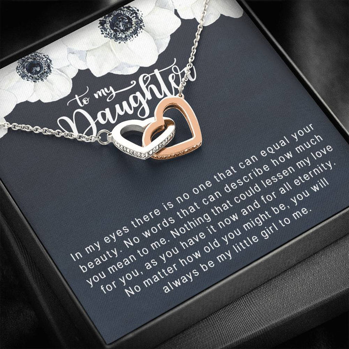 To My Daughter Gift - You Will Always Be My Little Girl Interlocking Heart Necklace - Thegiftio UK