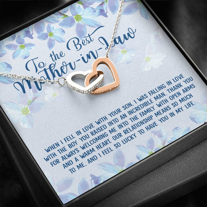 To The Best Mother In Law Gift Interlocking Heart Necklace - Thegiftio UK