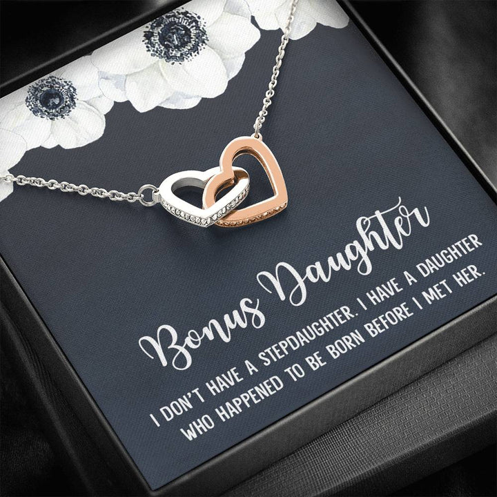 Bonus Daughter Stepdaughter Unbiological Daughter Gifts Interlocking Heart Necklace - Thegiftio UK