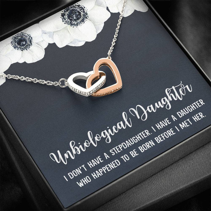 Unbiological Daughter Bonus Daughter Stepdaughter Gift Interlocking Heart Necklace - Thegiftio UK
