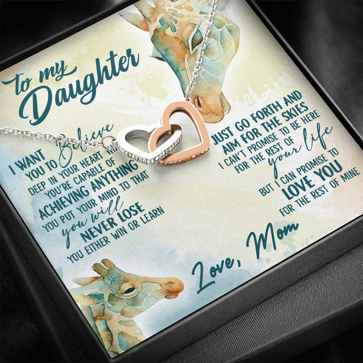 To My Daughter Love Mom Interlocking Heart Necklace - Thegiftio UK