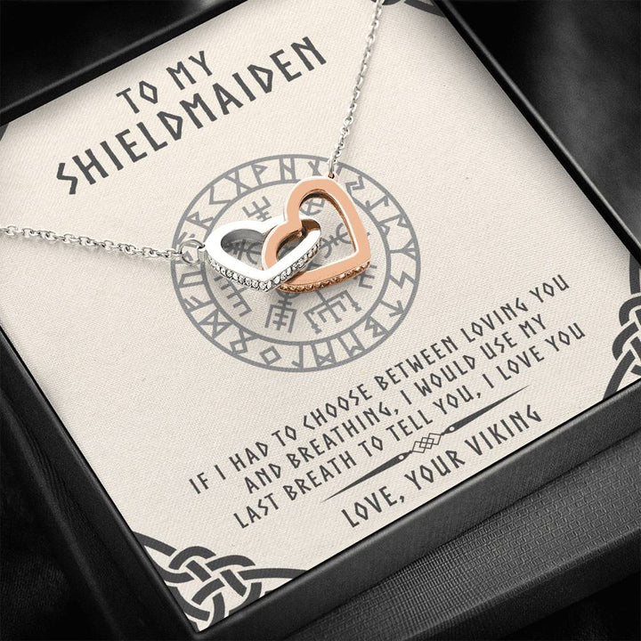 To My Shieldmaiden Gift For Wife Girlfriend Interlocking Heart Necklace - Thegiftio UK
