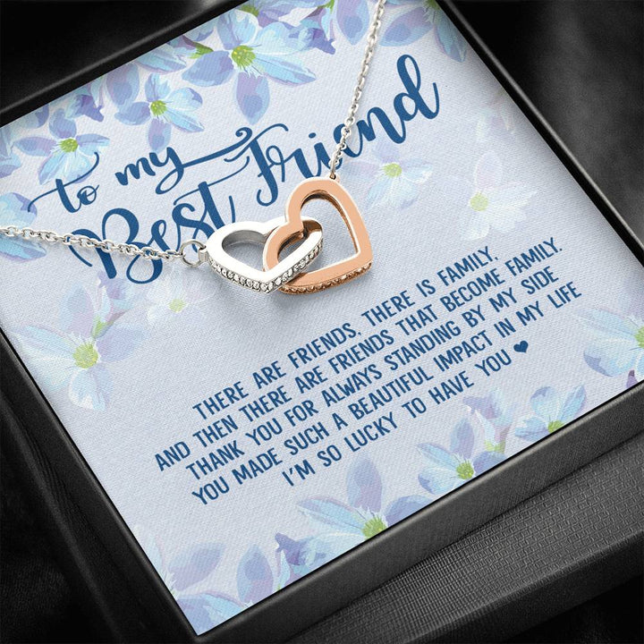 To My Best Friend I'm So Lucky To Have You Interlocking Heart Necklace - Thegiftio UK