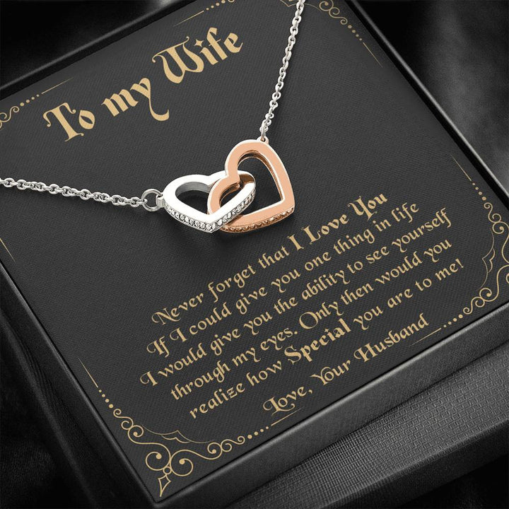 To My Wife Never Forget That I Love You - Wife Appreciation Day Gift Interlocking Heart Necklace - Thegiftio UK