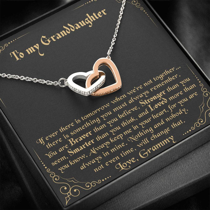 To My Granddaughter - Love Grammy Interlocking Heart Necklace - Thegiftio