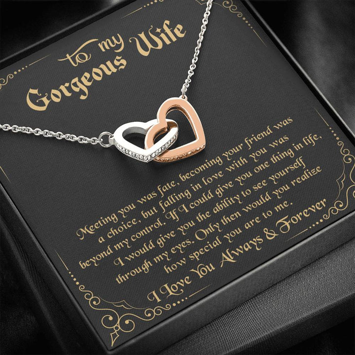 To My Gorgeous Wife - How Special You Are To Me - Interlocking Heart Necklace - Thegiftio UK