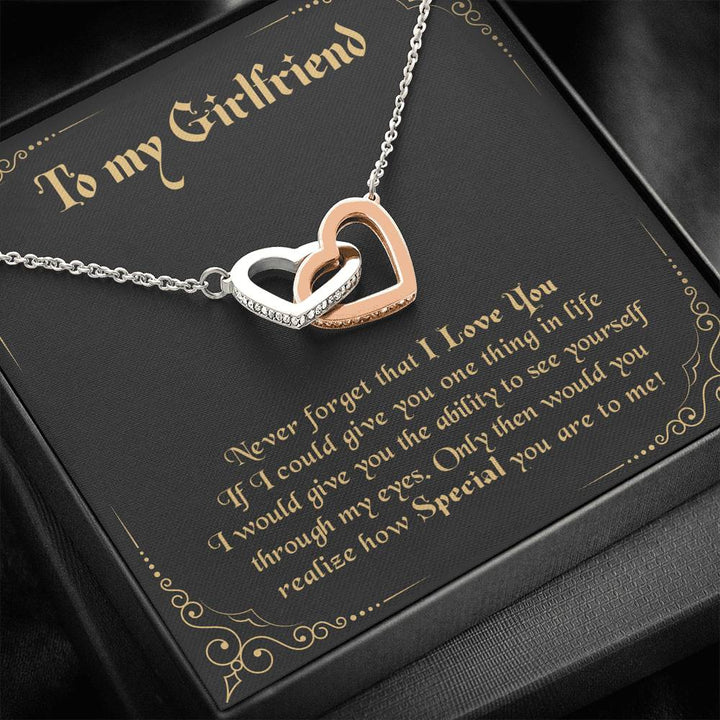To My Girlfriend Never Forget That I Love You - Wife Appreciation Day Gift Interlocking Heart Necklace - Thegiftio UK