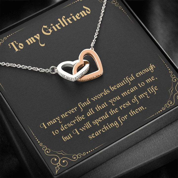 To My Girlfriend - Never Find The Words Interlocking Heart Necklace - Thegiftio