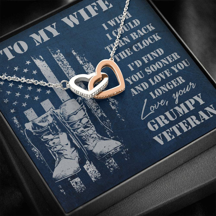 Veteran Wife Gifts Interlocking Heart Necklace - Thegiftio UK