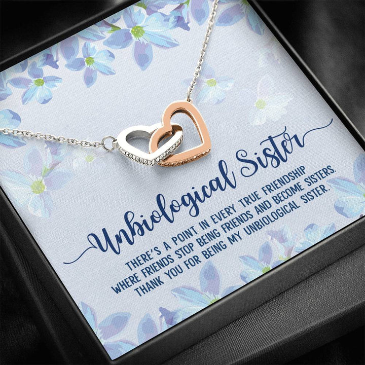 Unbiological Sister Best Friends Gift Interlocking Heart Necklace - Thegiftio UK