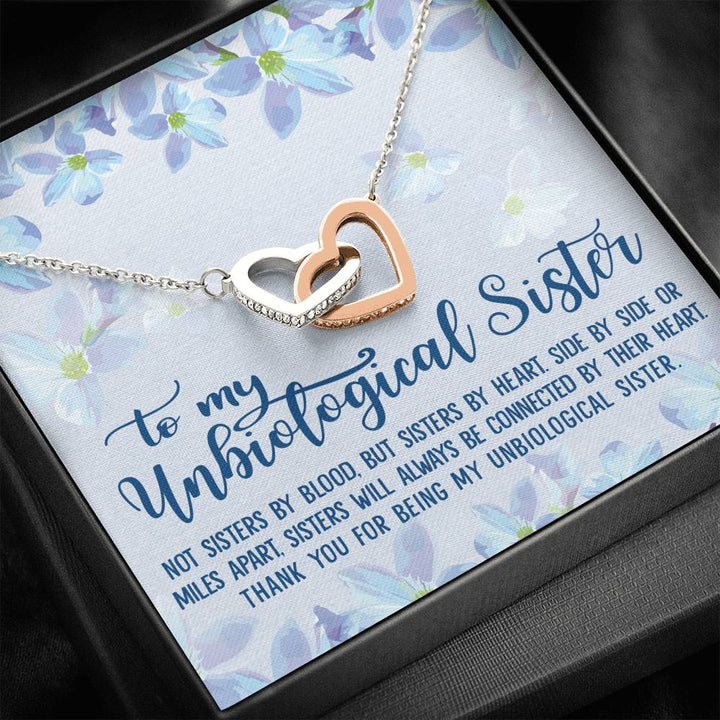 Unbiological Sister Best Friends Gift V3 Interlocking Heart Necklace - Thegiftio UK