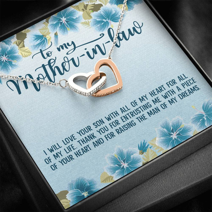 To My Mother-In-Law Thank You For Entrusting Me With A Piece Of Your Heart Interlocking Heart Necklace - Thegiftio UK