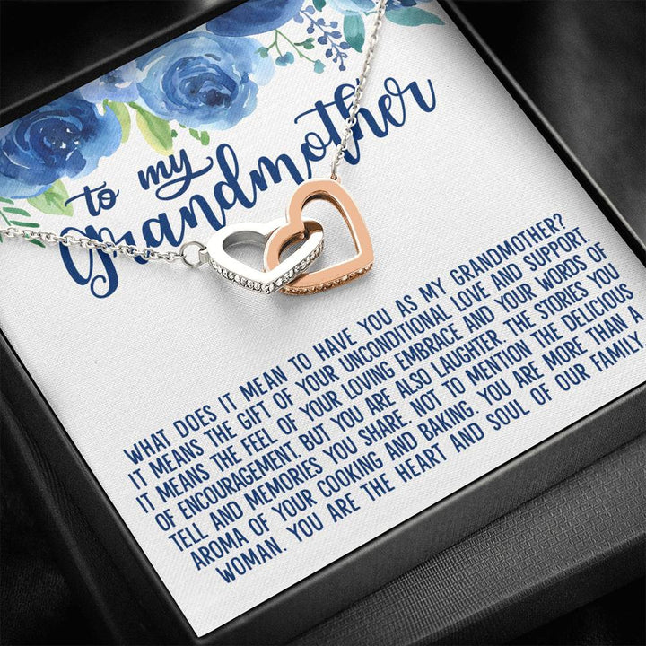To My Grandmother Grandma Gifts Interlocking Heart Necklace - Thegiftio UK