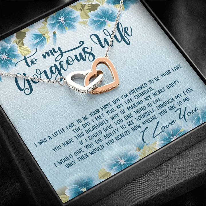 To My Gorgeous Wife How Special You Are To Me Interlocking Heart Necklace - Thegiftio UK