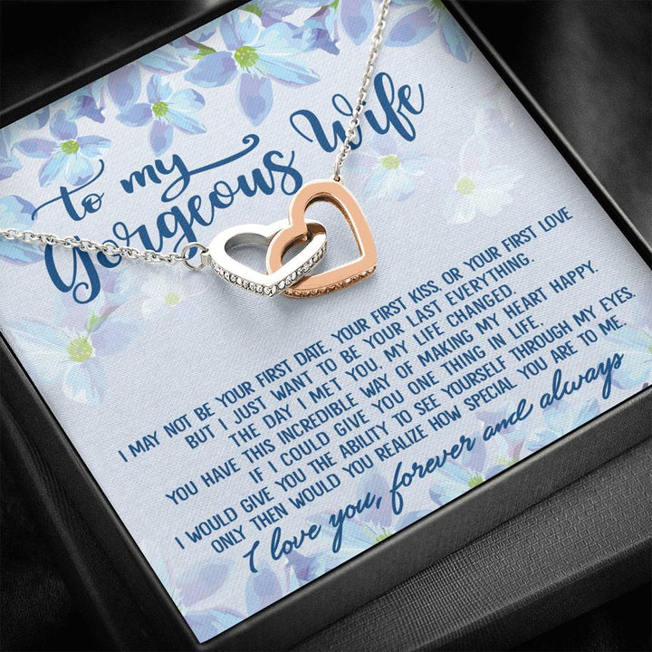 To My Gorgeous Wife How Special You Are To Me Gifts For Wife Interlocking Heart Necklace - Thegiftio UK