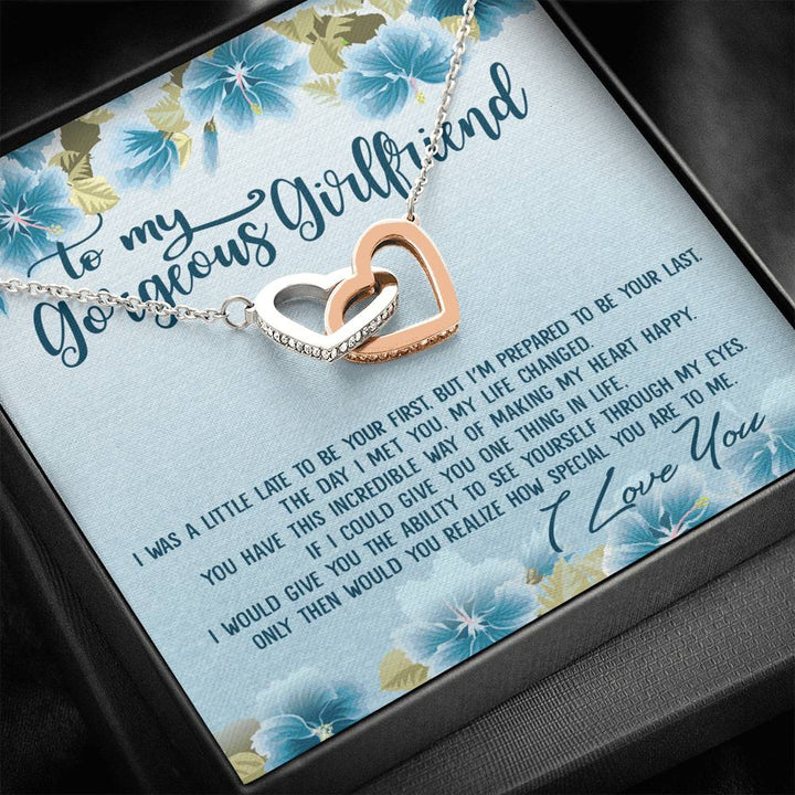 To My Gorgeous Girlfriend How Special You Are To Me Interlocking Heart Necklace - Thegiftio UK
