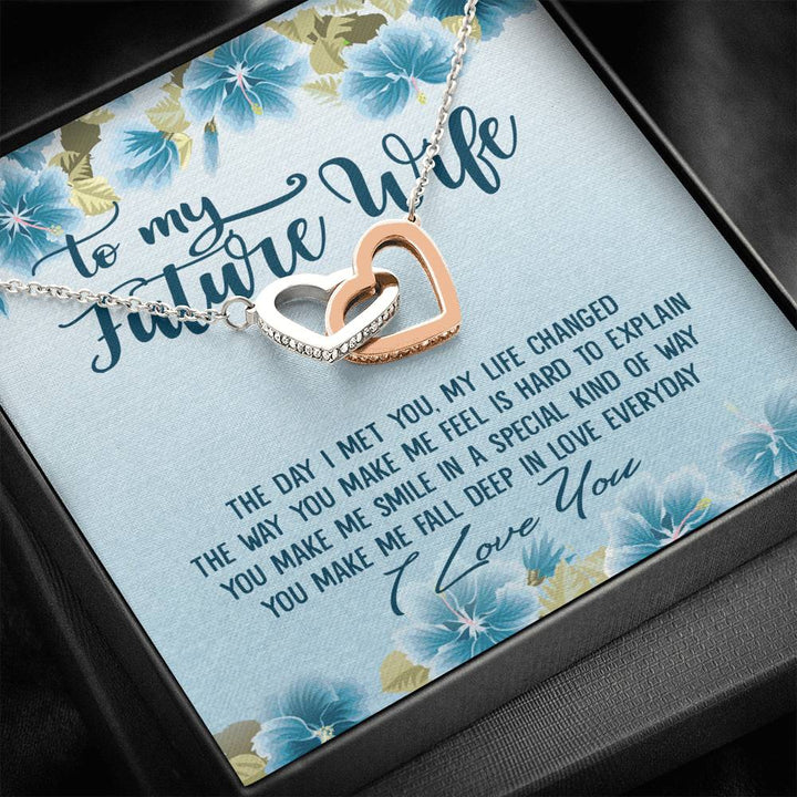 To My Future Wife The Day I Met You, My Life Changed Interlocking Heart Necklace - Thegiftio UK