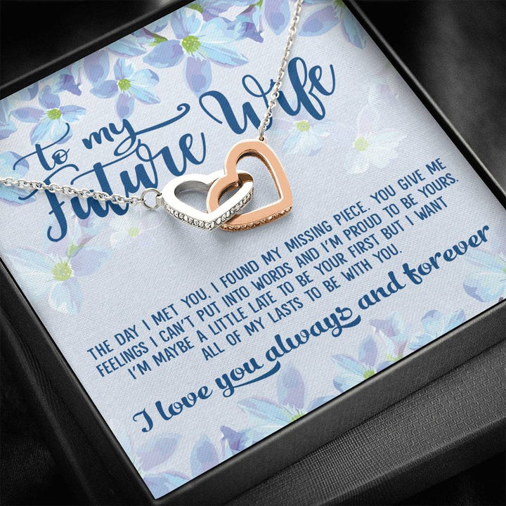 To My Future Wife The Day I Met You I Found My Missing Piece Interlocking Heart Necklace - Thegiftio UK