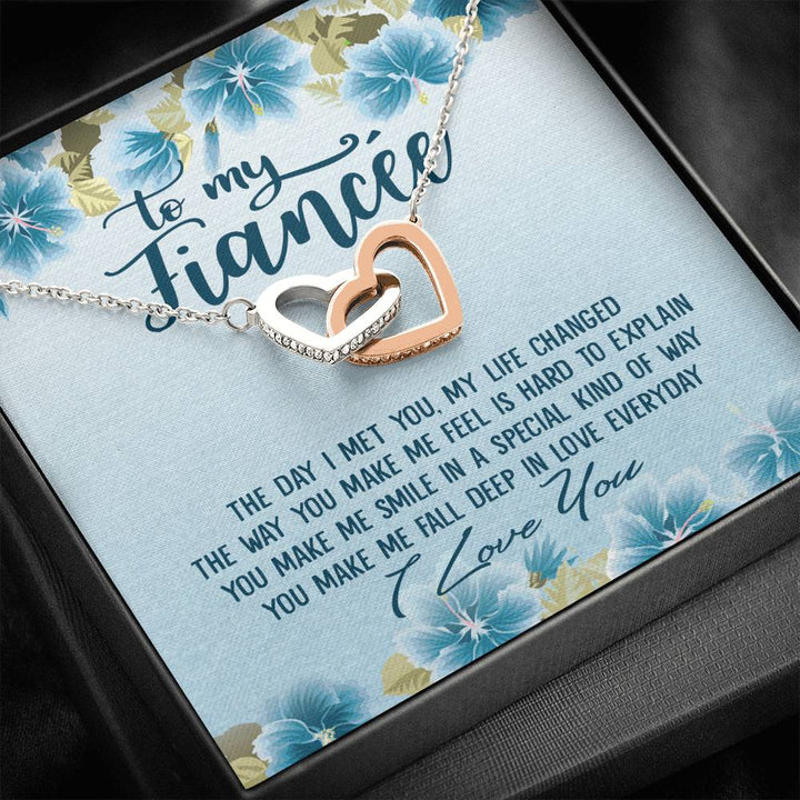 To My Fiancee The Day I Met You, My Life Changed Interlocking Heart Necklace - Thegiftio UK