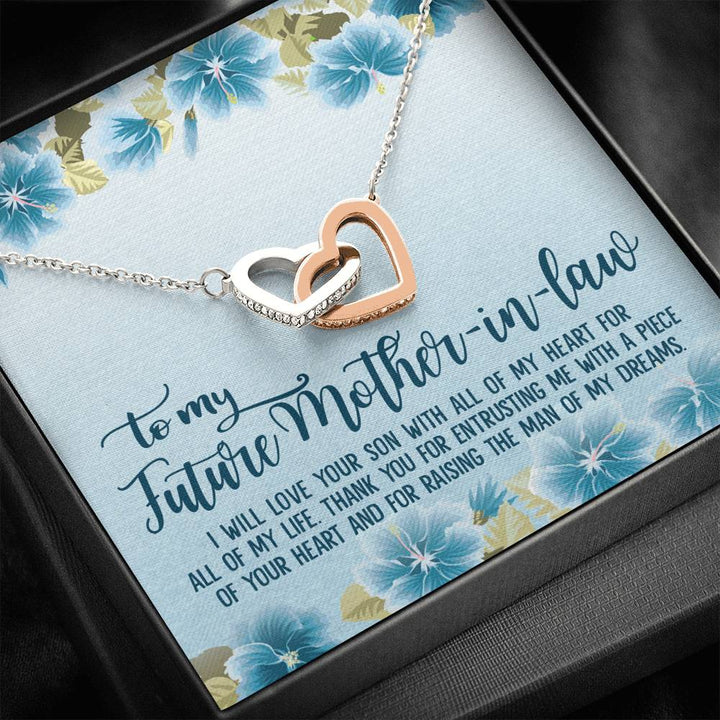 To My Future Mother-In-Law Thank You For Entrusting Me With A Piece Of Your Heart Interlocking Heart Necklace - Thegiftio UK