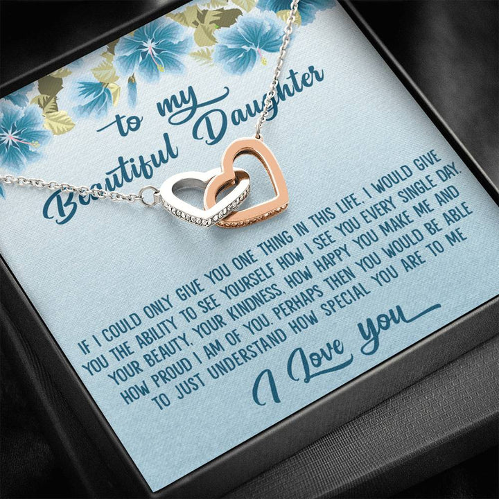 To My Beautiful Daughter Gifts Interlocking Heart Necklace - Thegiftio UK