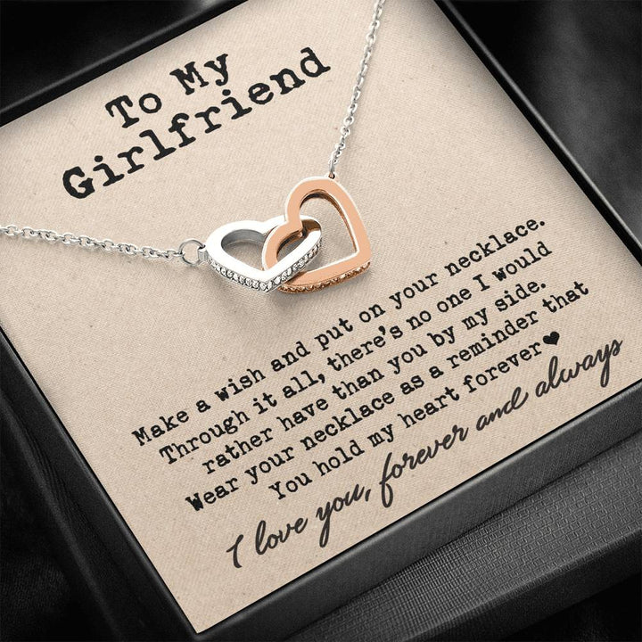 To My Girlfriend You Hold My Heart Forever Interlocking Heart Necklace - Thegiftio UK