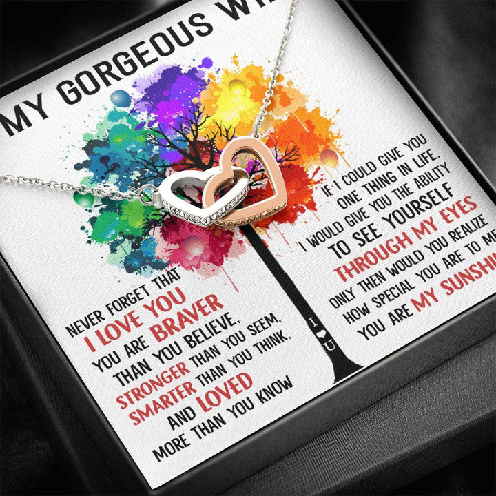To My Gorgeous Wife How Special You Are To Me Gift For Wife Interlocking Heart Necklace - Thegiftio UK
