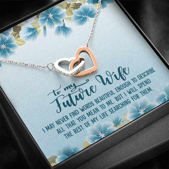 To My Future Wife - Never Find The Words Interlocking Heart Necklace - Thegiftio