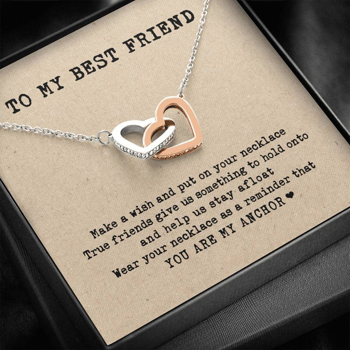 To My Best Friend Gift Anchor Necklace Interlocking Heart Necklace - Thegiftio UK