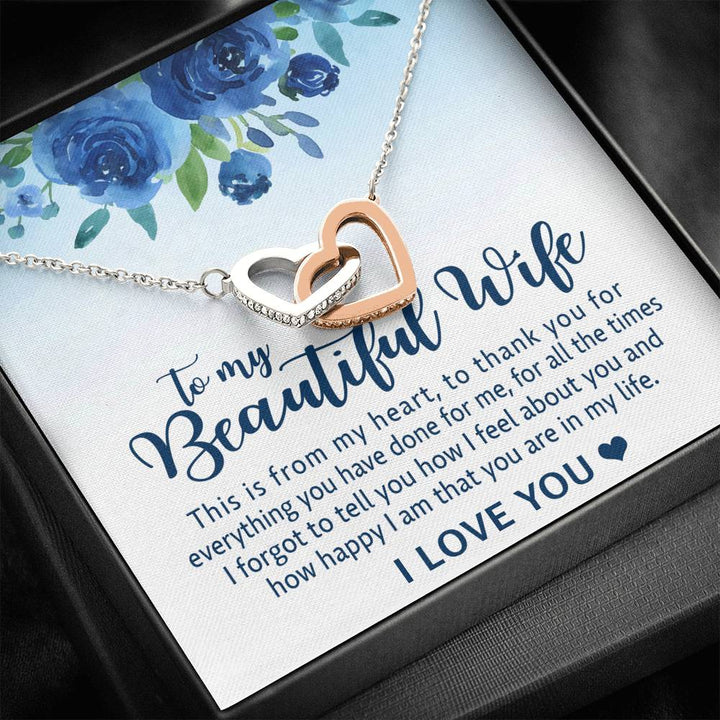 To My Beautiful Wife Gifts Interlocking Heart Necklace - Thegiftio UK