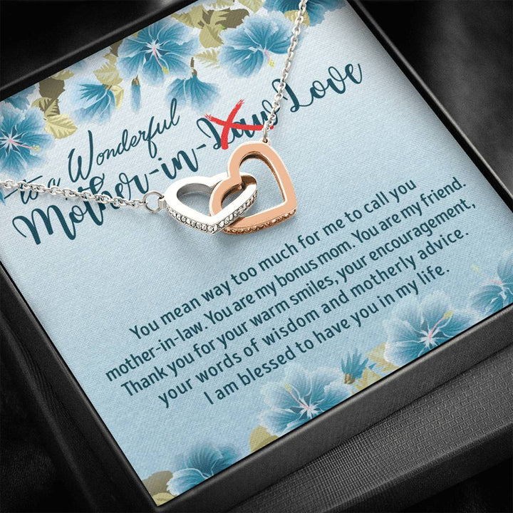 To A Wonderful Mother In Love – Mother In Law Gift Interlocking Heart Necklace - Thegiftio UK